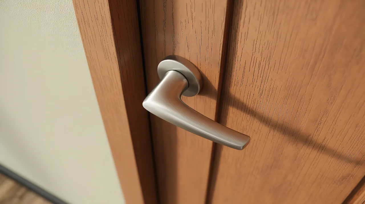 brown door with silver handle